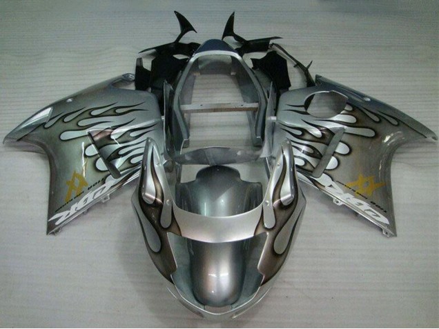 Großhandel Honda CBR1100XX Blackbird Motorrad Verkleidung 1996-2007 - Silber Schwarz Flamme