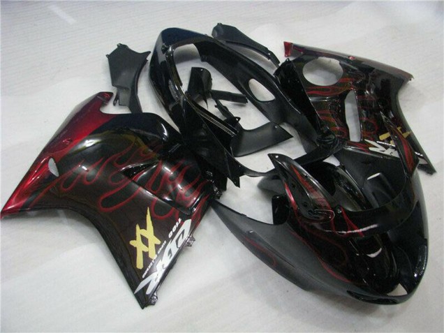 Großhandel Honda CBR1100XX Blackbird Abs Motorrad Verkleidungen 1996-2007 - Glanzendes Schwarz Rot Flamme