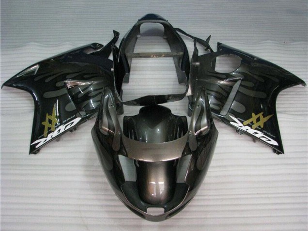 Großhandel Honda CBR1100XX Blackbird Motorrad Verkleidung 1996-2007 - Glanzendes Schwarz Silber Flamme