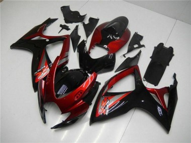Großhandel Suzuki GSXR 600/750 Motorrad Verkleidung 2006-2007 - Rot Glanzendes Schwarz