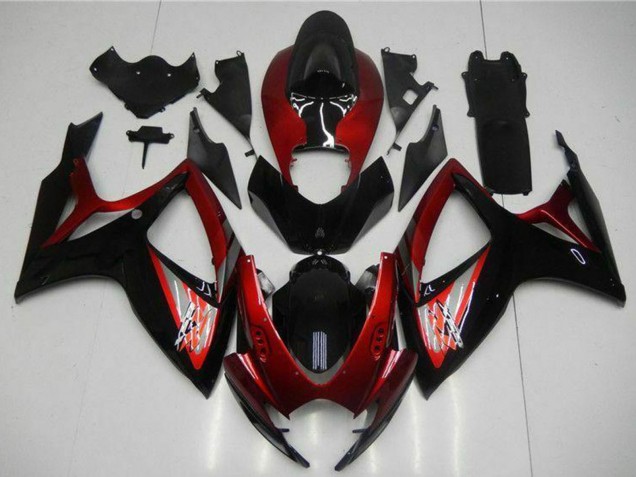 Großhandel Suzuki GSXR 600/750 Motorrad Verkleidung 2006-2007 - Rot Glanzendes Schwarz
