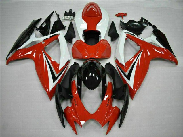Großhandel Suzuki GSXR 600/750 Motorrad Verkleidung 2006-2007 - Weiss Rot Glanzendes Schwarz Streifen