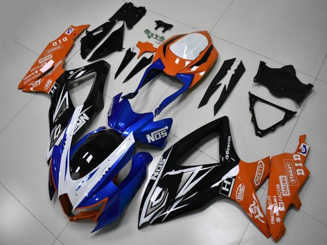 Großhandel Suzuki GSXR 600/750 Motorrad Verkleidung 2008-2010 - Orange Blau Weiss Glanzendes Schwarz