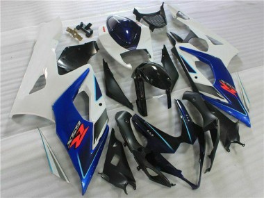 Großhandel Suzuki GSXR 1000 Motorrad Verkleidung Kit 2005-2006 - Weiss Blau Glanzendes Schwarz