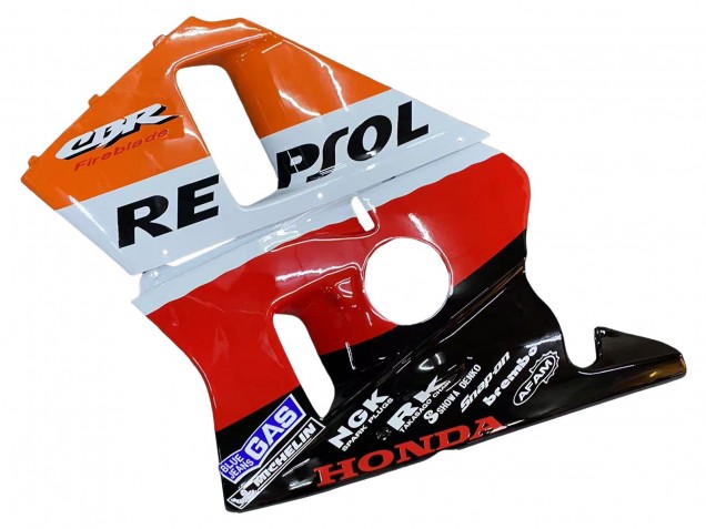 Großhandel Honda CBR400RR NC23 Motorrad Verkleidung 1987-1989 - Orange Weiss Rot Glanzendes Schwarz Repsol HRC