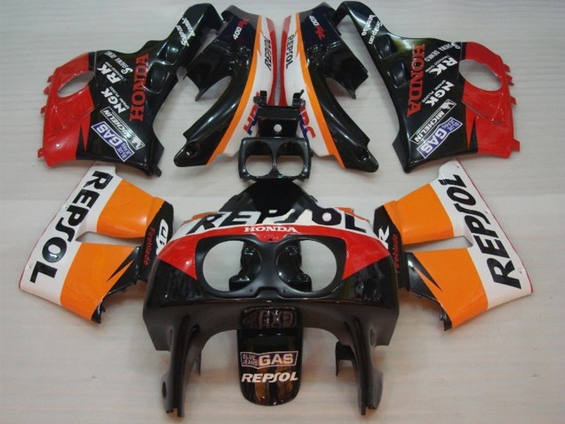 Großhandel Honda CBR400RR NC29 Motorrad Verkleidung 1990-1999 - Orange Weiss Rot Glanzendes Schwarz Repsol HRC