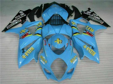Großhandel Suzuki GSXR 1000 Motorrad Verkleidung Kit 2007-2008 - Blau Gold Schwarz Rizla