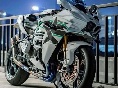 Großhandel Kawasaki Ninja H2 Motorrad Verkleidung 2015-2022 - Weiss mit Grun Linie