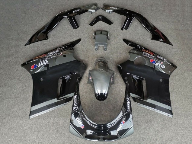 Großhandel Kawasaki ZXR250 Motorrad Verkleidung 1989-1990 - Glanzendes Schwarz Grau Elf Touch4 Bridgestone