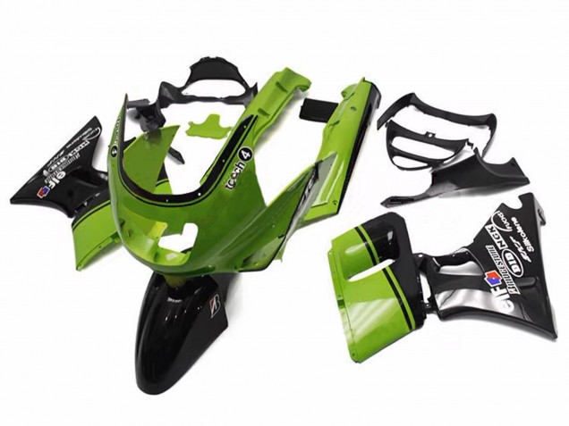 Großhandel Kawasaki ZZR400 Motorrad Verkleidung 1993-2007 - Grun Glanzendes Schwarz Elf Touch4 Bridgestone