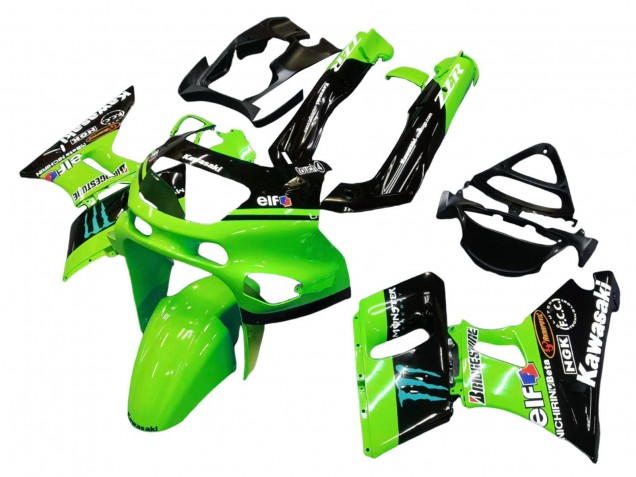Großhandel Kawasaki ZZR600 Motorrad Verkleidung 1998-2003 - Grun Glanzendes Schwarz Blau Monster Elf Touch4 Bridgestone