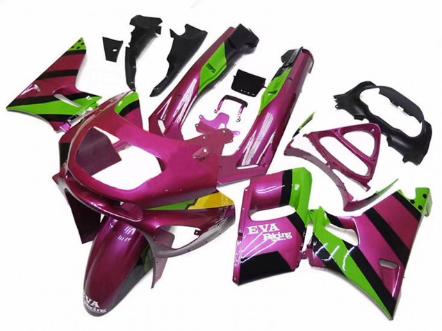 Großhandel Kawasaki ZZR400 Motorrad Verkleidung 1993-2007 - Dunkel Rosa Grun EVA Rennen