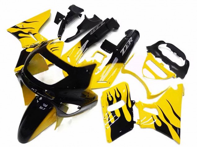 Großhandel Kawasaki ZZR600 Motorrad Verkleidung 1998-2003 - Gelb Schwarz Flamme