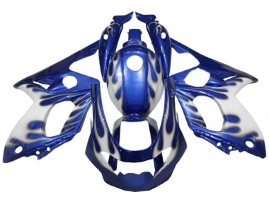Großhandel Yamaha YZF600R Thundercat Motorrad Verkleidung 1996-2007 - Blau Weiss Silber Flamme