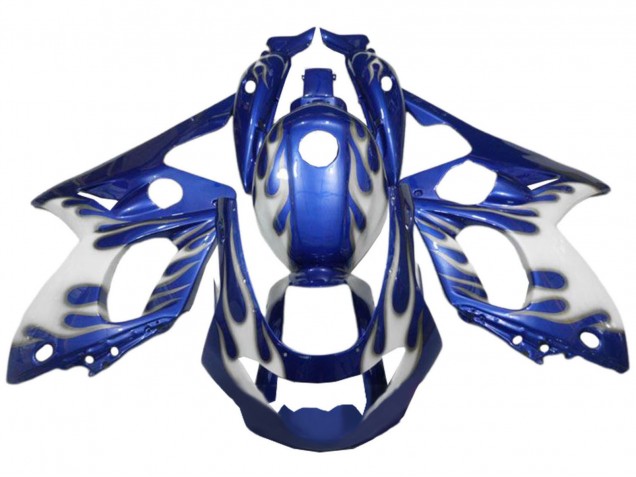 Großhandel Yamaha YZF600R Thundercat Motorrad Verkleidung 1996-2007 - Blau Weiss Silber Flamme