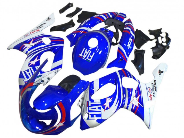 Großhandel Yamaha YZF600R Thundercat Motorrad Verkleidung 1996-2007 - Blau Weiss Silber Rot Fiat Motul