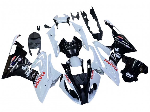 Großhandel BMW S1000RR Motorrad Verkleidung 2015-2016 - Weiss Glanzendes Schwarz Fiamm