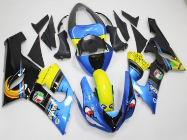 Großhandel Kawasaki ZX6R Motorrad Verkleidung 2005-2006 - Blau Gelb Schwarz Hai