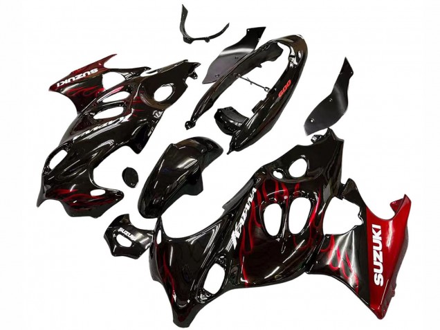 Großhandel Suzuki GSX600F/GSX750F Motorrad Verkleidung 2004-2006 - Glanzendes Schwarz Rot Flamme