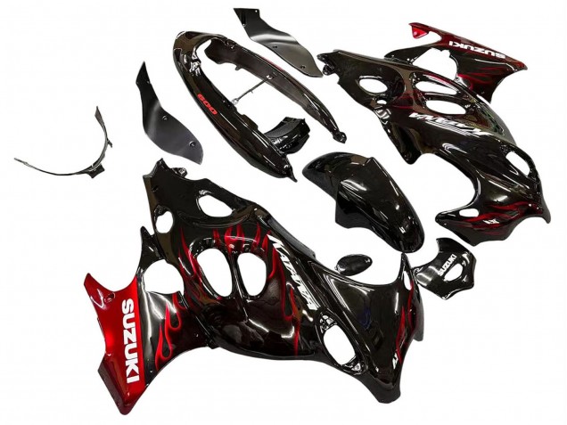 Großhandel Suzuki GSX600F/GSX750F Motorrad Verkleidung 2004-2006 - Glanzendes Schwarz Rot Flamme