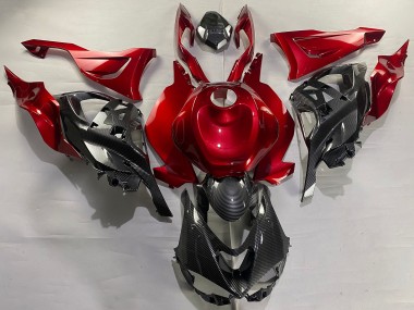 Großhandel Kawasaki ZX6R Motorrad Verkleidung 2023-2025 - Rot Carbonfaser