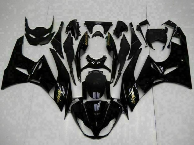 Großhandel Kawasaki ZX6R Motorrad Verkleidung 2009-2012 - Glanzendes Schwarz Gold Ninja