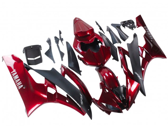 Großhandel Yamaha YZF 600 R6 Motorrad Verkleidung 2006-2007 - Rot Matt Schwarz