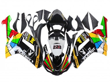 Großhandel Kawasaki ZX6R Motorrad Verkleidung 2007-2008 - Bunt Playboy 223
