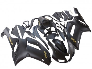 Großhandel Kawasaki ZX6R Motorrad Verkleidung 2007-2008 - Matt Schwarz mit Gelb Logo Ninja