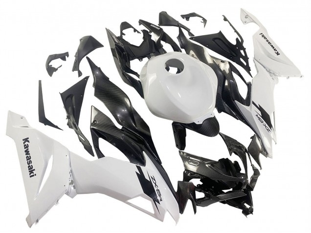 Großhandel Kawasaki ZX6R Motorrad Verkleidung 2019-2022 - Weiss Schwarz Carbonfaser