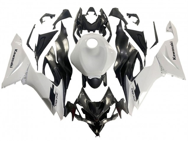 Großhandel Kawasaki ZX6R Motorrad Verkleidung 2019-2022 - Weiss Schwarz Carbonfaser