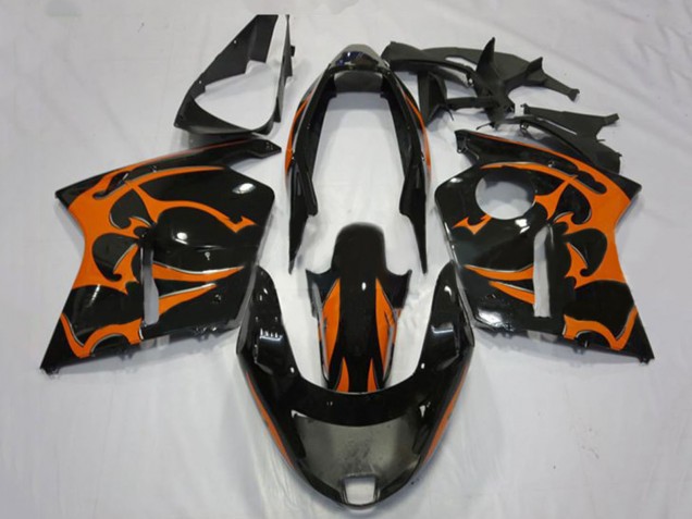 Großhandel Honda CBR1100XX Blackbird Motorrad Verkleidung 1996-2007 - Glanzendes Schwarz Orange Flamme
