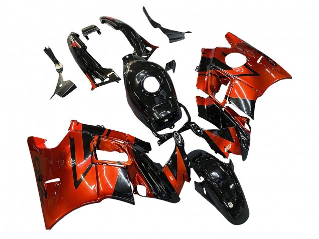 Großhandel Honda CBR600 F2 Motorrad Verkleidung 1991-1994 - Orange Glanzendes Schwarz
