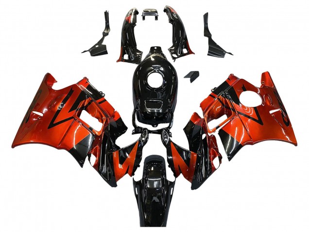 Großhandel Honda CBR600 F2 Motorrad Verkleidung 1991-1994 - Orange Glanzendes Schwarz