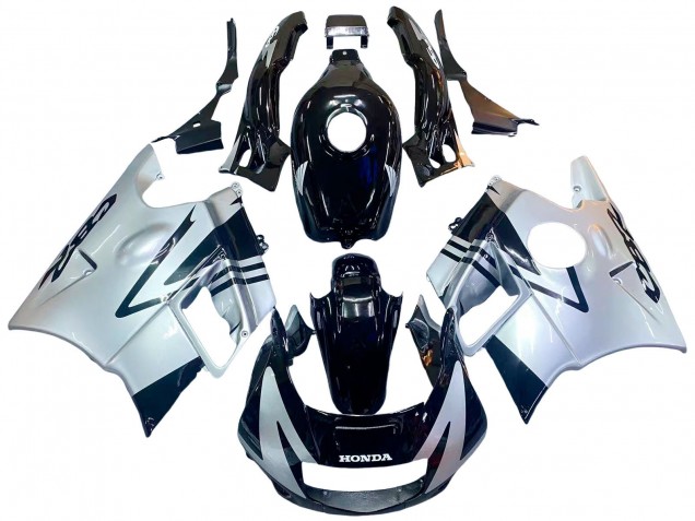 Großhandel Honda CBR600 F2 Motorrad Verkleidung 1991-1994 - Silber Glanzendes Schwarz