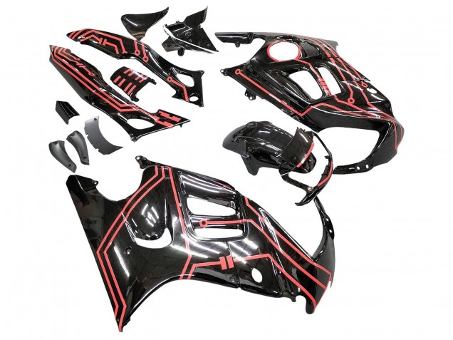 Großhandel Honda CBR600 F3 Motorrad Verkleidung Kit 1997-1998 - Rot Glanzendes Schwarz