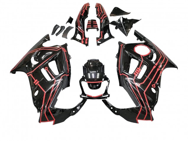 Großhandel Honda CBR600 F3 Motorrad Verkleidung Kit 1997-1998 - Rot Glanzendes Schwarz