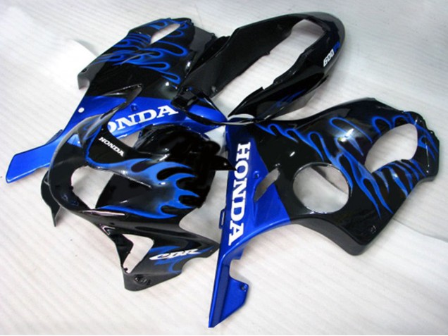 Großhandel Honda CBR600 F4 Motorrad Verkleidung 1999-2000 - Glanzendes Schwarz Blau Flamme