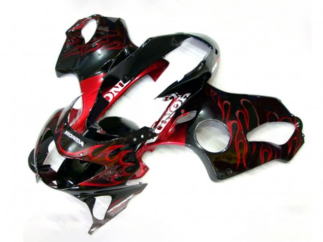 Großhandel Honda CBR600 F4 Motorrad Verkleidung 1999-2000 - Glanzendes Schwarz Rot Flamme