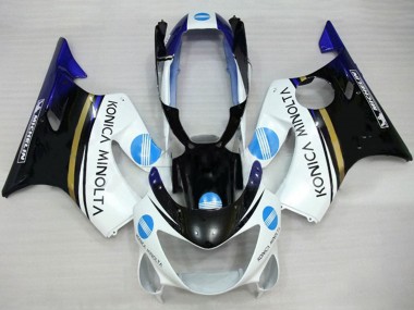 Großhandel Honda CBR600 F4 Motorrad Verkleidung 1999-2000 - Weiss Blau Glanzendes Schwarz Konica Minolta