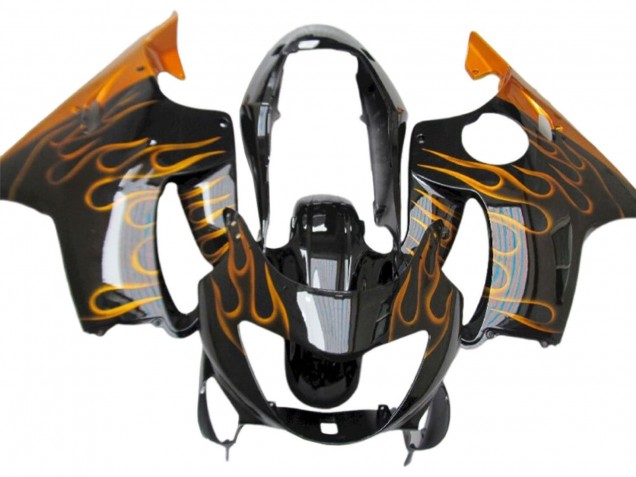 Großhandel Honda CBR600 F4 Motorrad Verkleidung 1999-2000 - Glanzendes Schwarz Gold Flamme