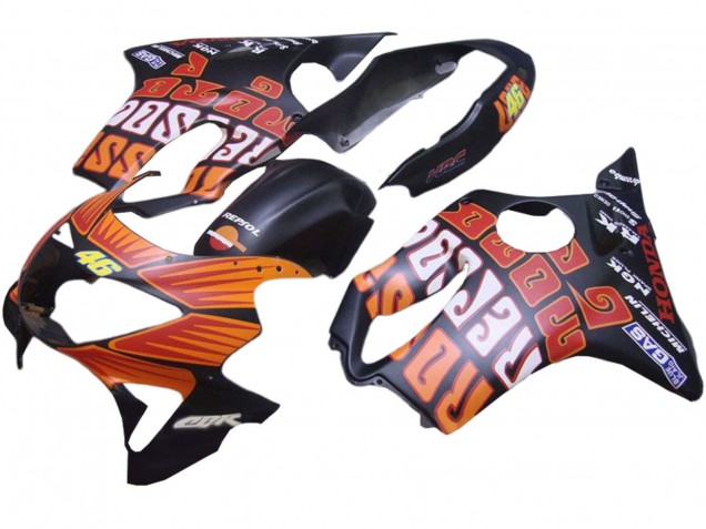Großhandel Honda CBR600 F4 Motorrad Verkleidung 1999-2000 - Matt Schwarz Orange Rossi Repsol 46
