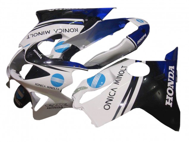 Großhandel Honda CBR600 F4 Motorrad Verkleidung 1999-2000 - Weiss Blau Glanzendes Schwarz Konica Minolta