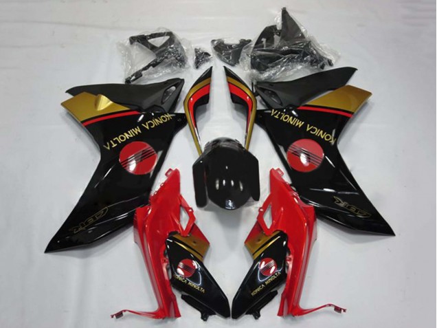 Großhandel Honda CBR600F Motorrad Verkleidung 2011-2013 - Rot Gold Glanzendes Schwarz Konica Minolta