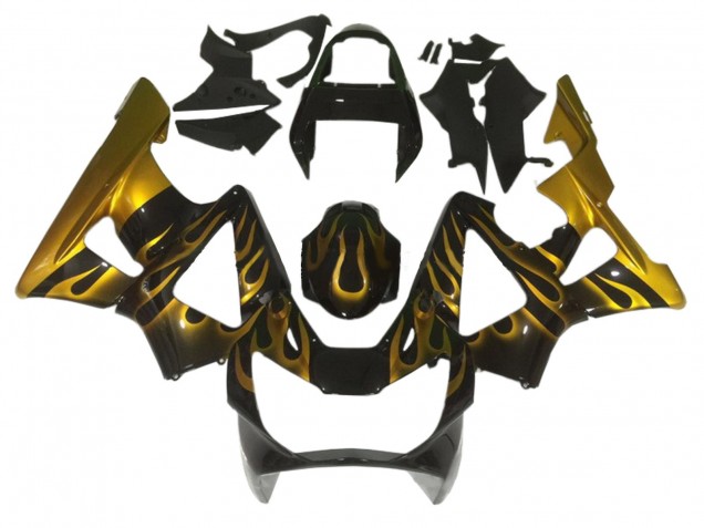 Großhandel Honda CBR900RR 929 Motorrad Verkleidung 2000-2001 - Glanzendes Schwarz Gold Flamme