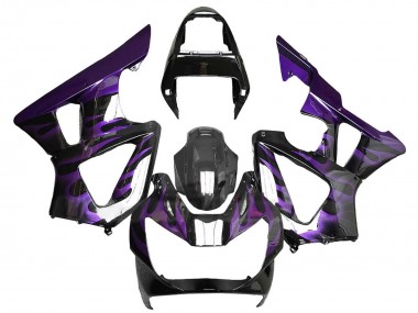 Großhandel Honda CBR900RR 929 Motorrad Verkleidung 2000-2001 - Glanzendes Schwarz Lila Flamme