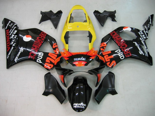 Großhandel Honda CBR900RR 954 Motorrad Verkleidung 2002-2003 - Gelb Rot Glanzendes Schwarz Repsol Rossi