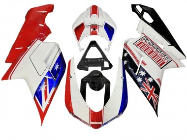 Großhandel Ducati 848/1098/1198 Motorrad Verkleidung 2007-2014 - Weiss Rot Blau Glanzendes Schwarz