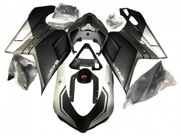 Großhandel Ducati 848 Motorrad Verkleidung 2007-2014 - Silber Matt Schwarz
