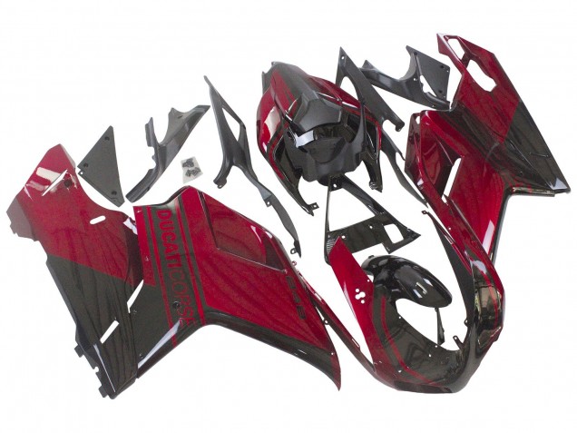 Großhandel Ducati 848 Motorrad Verkleidung 2007-2014 - Rot Glanzendes Schwarz